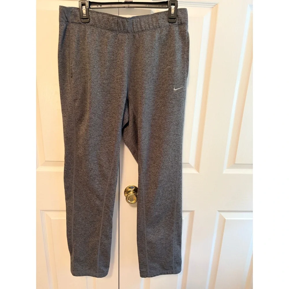 Nike Therma-FIT Gray Heathered Fleece Sweatpants Womens Large Side Pockets